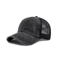 thumbnail image 3 of Womens Ponytail Baseball Cap Mesh Washed Vintage Cotton Trucker Dad Hat Adjustable Casual Sun Cap Black A, 3 of 3