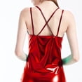 thumbnail image 5 of Xdegoge Women Double Spaghetti Strap Dress Faux Leather Wet Look Solid Color Bodycon Mini Outfit Flattering Chic Wear for Evening Party Club, 5 of 5