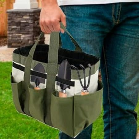 

Hilehuti Deals 2 Pack Tool Bag Garden Tool Bag Organizer Heavy Duty 8 Pockets Gardening Hand Tool Storage Multi Purpose Portable Garden Tote Bag With Handles&Elastic Straps Gardening Gifts