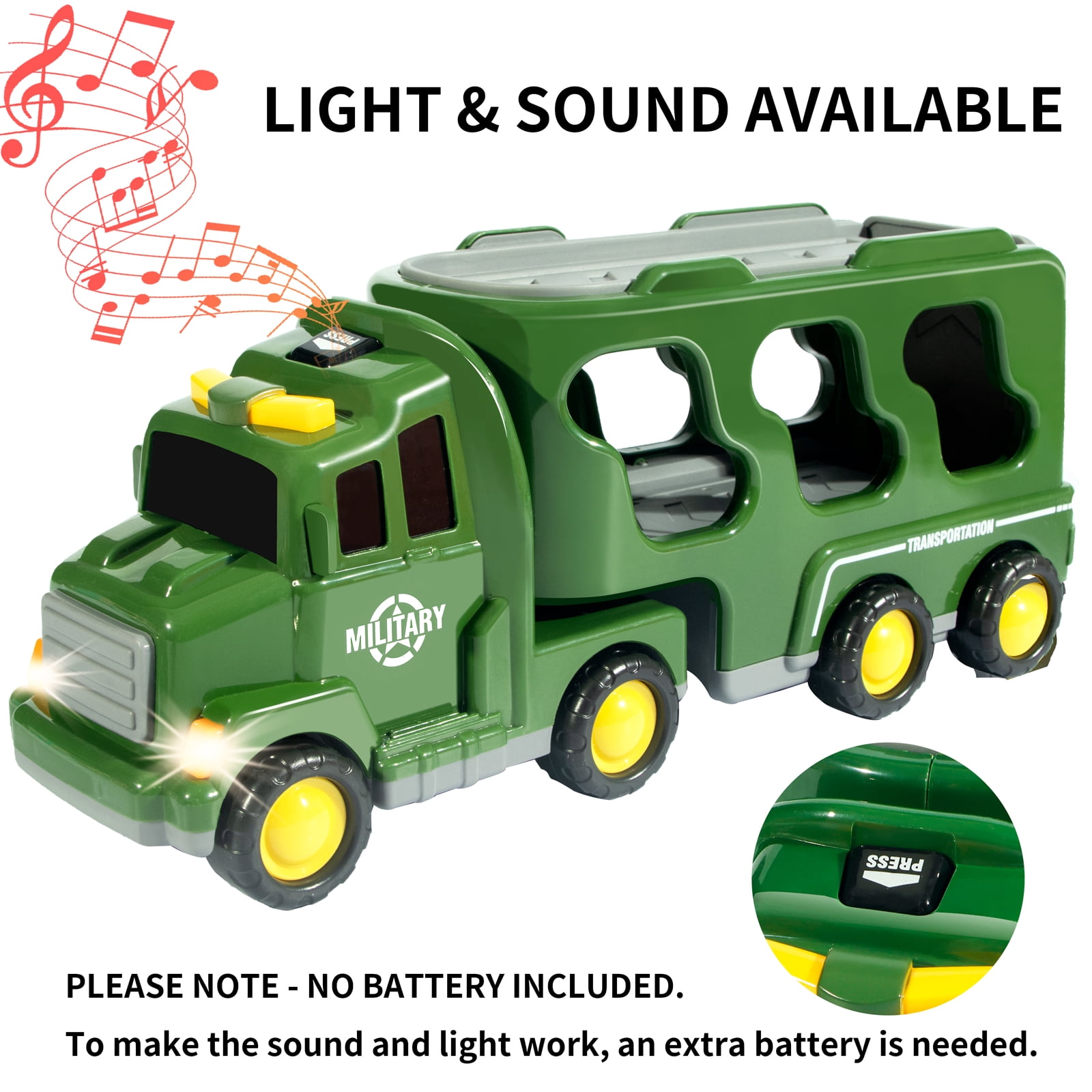 Truck Toys for 3 4 5 6 Years Old Boys Girls - 5 in 1 Carrier Truck Transport for Toddlers 1-3, Friction Power Vehicles for Kids 3-5, Christmas Birthday Gifts - Age 3-9, Green