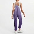 thumbnail image 5 of QATAINLAV Sleeveless Jumpsuits for Women Casual Loose Spaghetti Strap Overalls Wide Leg One Piece Pants with Pockets, Purple, M, 5 of 8