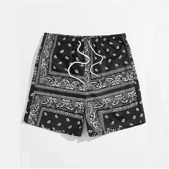 Trend Bandana Pattern Beach Shorts for Men's Summer Fashion 3D Printed Swimmers Loose Casual Street Wear Hawaiian Shorts New cmz-2905 S