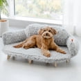 thumbnail image 7 of Cat Bed with Removable Washable Cover, Elevated Cat Couch for Cats & Small Medium Dogs, Wooden Pet Sofa Modern Pet Furniture (Grey, Large), 7 of 7