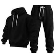 thumbnail image 5 of Men's 2 Piece Outfits Long Sleeve Hoodies and Jogger Pants Solid Color Winter Casual Tracksuit Sets Vacation Travel Outfits, 5 of 8
