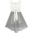 thumbnail image 1 of Robe Fille Dentelle à Chiffon Rayée Noir Blanc Taille Nouée 12 Ans, 1 of 5