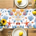 thumbnail image 4 of Burlap Table Runner 90 Inches Long, Ocean Starfish Blue Coral Non-Slip Kitchen Table Runners for Dining Room Everyday Use Party Table Decorations Watercolor Underwater World, 4 of 9