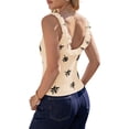 thumbnail image 4 of Summer Floral Print Sleeveless Women Slim Fit Ruffle Tank Tops, 4 of 6