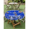 thumbnail image 3 of Outdoor Tablecloth with Umbrella Hole and Zipper, Merry Christmas Round Table Cloth 60 Inch Waterproof Tablecloth, Winter Snowflake Xmas Aesthetic Blue Picnic Table Cover for Patio Camping, 3 of 7