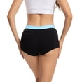 thumbnail image 4 of INNERSY Women's Cotton Mid-Rise Boxer Briefs Comfortable Boyshort Underwear 4-Pack(S,Black With Colorful Waistbands), 4 of 11