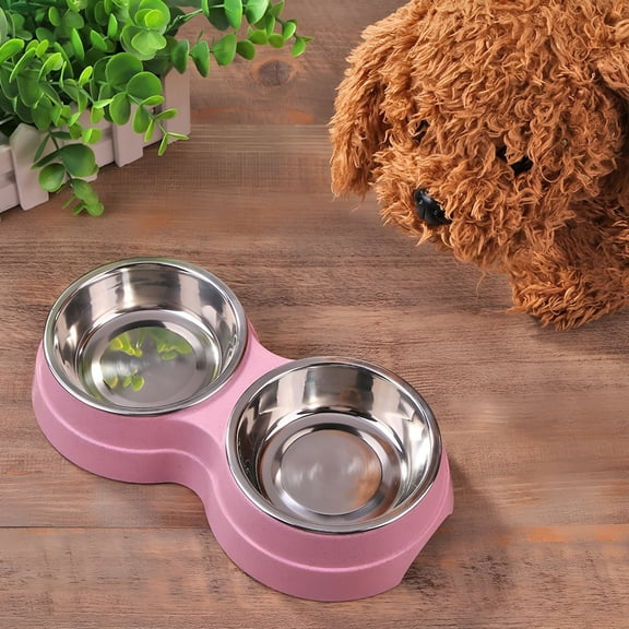 BPPEG Stainless Steel Dog Double Bowl Feeder, Durable Anti-Tipping Pet Dish Set, Easy to Clean Food and Water Bowls for Small Dogs