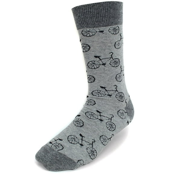 Urban-Peacock Men's Novelty Fun Crew Socks for Dress or Casual - Bicycles - Gray