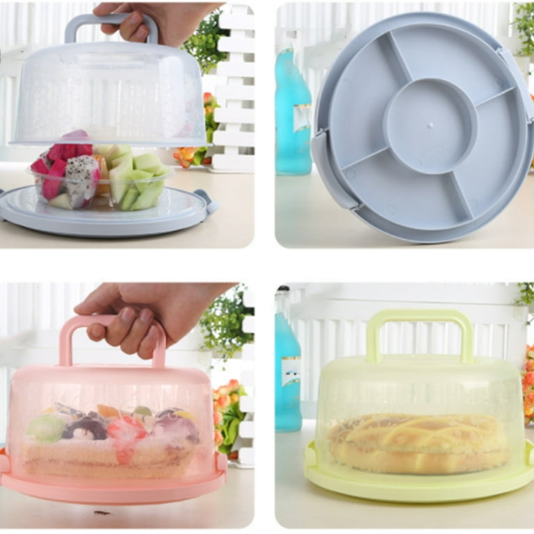 Plastic Cake Box Tub With Clips Handle Storage Containers Carriers Airtight  Lid