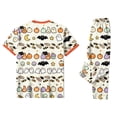 thumbnail image 4 of Family Matching Halloween Pajamas Set Short SLeeve Top & Pants 2 Piece Sleepwear Jammies Cute Pumpkin Ghost Spider Skeleton Pat Print Holiday Pjs for Women Men Couples Kids 6 Years, 4 of 6