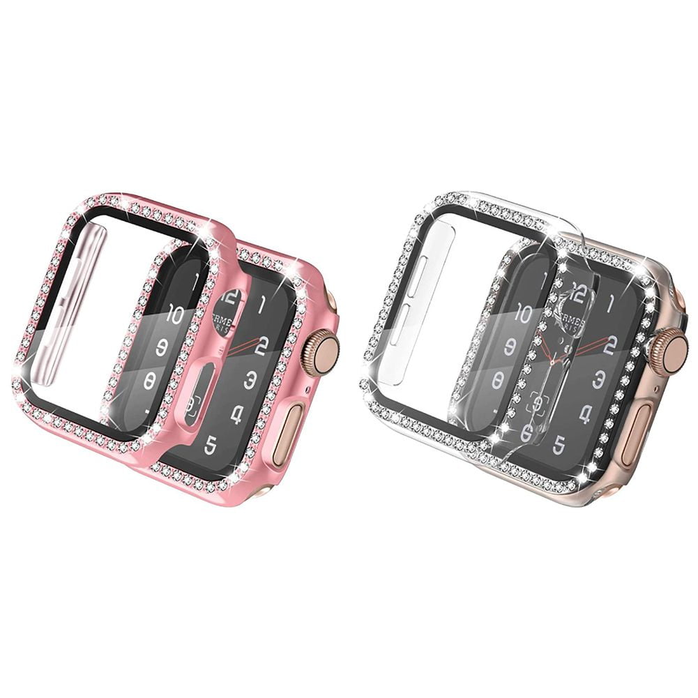 Black Friday!!For Apple Watch SE 6 5 4 Watch Face Case Full Screen  Protective Film with Tempered Glass 44 40mm Bling Crystal Rhinestone Cover  - Walmart.com