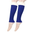 thumbnail image 3 of WTOBBY Women's Knit Fleece Leg Warmers with Foot Covers Design, Plush Boot Socks for Winter, Cozy Ankle Socks Set for Home Office, Thermal Non-Slip Indoor Footwear,Royal Blue, 3 of 4