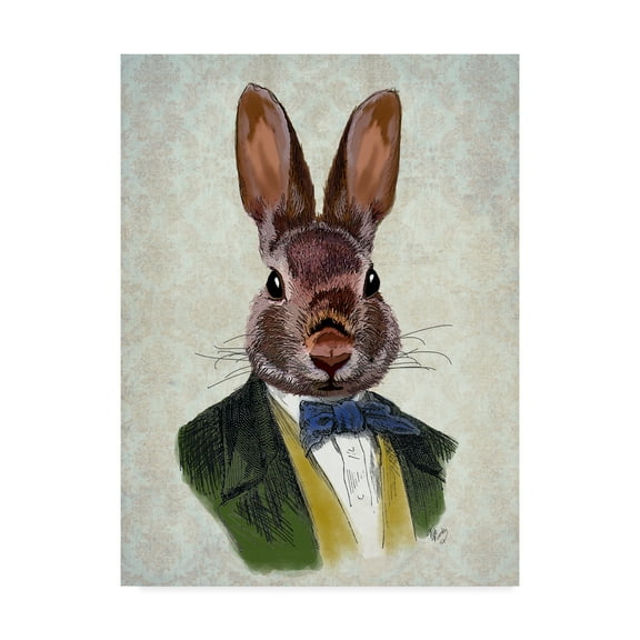 Trademark Fine Art 'Rabbit in Green Jacket' Canvas Art by Fab Funky
