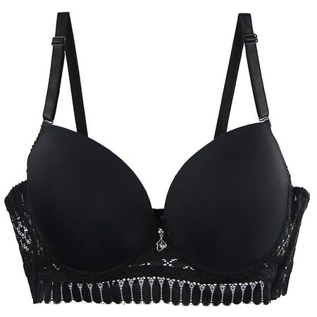 Plus Size Push Up Bra Plunge Underwire T Shirt Lace Bra Lift Support for Women Sexy Adjustable Straps Lace Perfection T-Shirt Every Day Bra