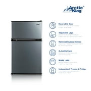 Arctic King 3.2 Cu Ft Two Door Compact Refrigerator with Freezer, Black Stainless Steel Look