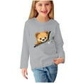 thumbnail image 4 of BRGZLK Kids Long Sleeve T-Shirts Boys Girls Cute Cartoon Bear Graphic Blouses Loose Casual Crewnecks Pullover Tops Gray 3-4 Years, 4 of 5