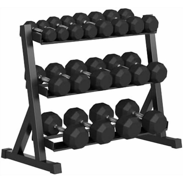 Ourlova Premium Rubber Coated Hex Dumbbell Weight Set with Rack – Multiple Packages 210LB/350LB/450LB/550LB for Home Gym Strength Training