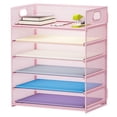 thumbnail image 1 of Organizador de papel Marbrasse, bandeja para cartas, 6 niveles, malla rosa, 1 of 6