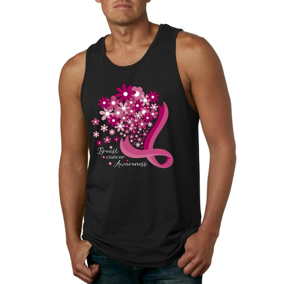 Wild Bobby Breast Cancer Awareness Flowers Breast Cancer Awareness Men Tank Top, Black, Small