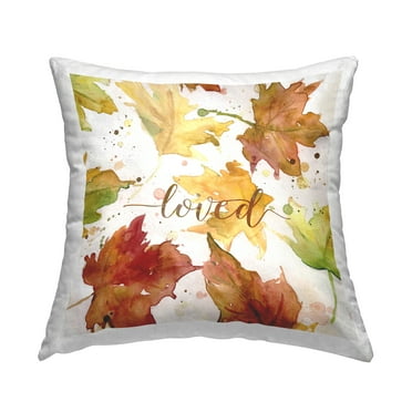 Stupell Industries Loved Modern Maple Leaves Square Decorative Printed Throw Pillow, 18 x 18