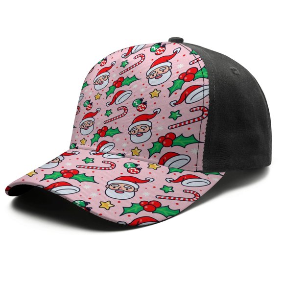 Christmas Baseball Cap – Stylish Spliced Design Adjustable Trucker Hat with Full Print Front & Brim, Breathable Cotton Blend Snapback for Sports, Travel & Daily Wear