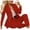 Red, variant on JGGSPWM Women 2 Piece Blazer Set Long Sleeve Solid Single-Breasted Suit Blazer Tops and Pants Casual Business Sets Red XL