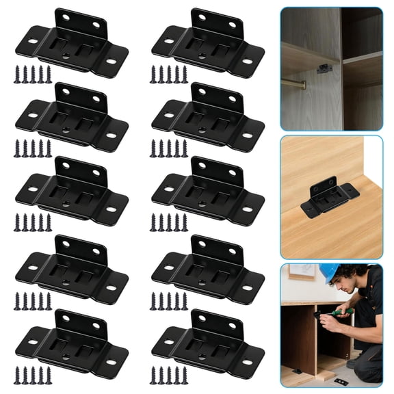 10pcs 1'' Steel Corner Braces, EEEkit 90-Degree Black Angle L Brackets with Screws for Wood Furniture, Shelves, Cabinets