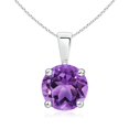 thumbnail image 1 of Angara Collier en Améthyste Naturelle - Pendentif Solitaire en Améthyste Rond avec Griffes 1,7 ct en Platine pour Femmes, 1 of 9