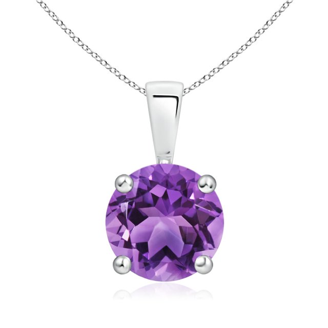 Angara Collier en Améthyste Naturelle - Pendentif Solitaire en Améthyste Rond avec Griffes 1,7 ct en Platine pour Femmes