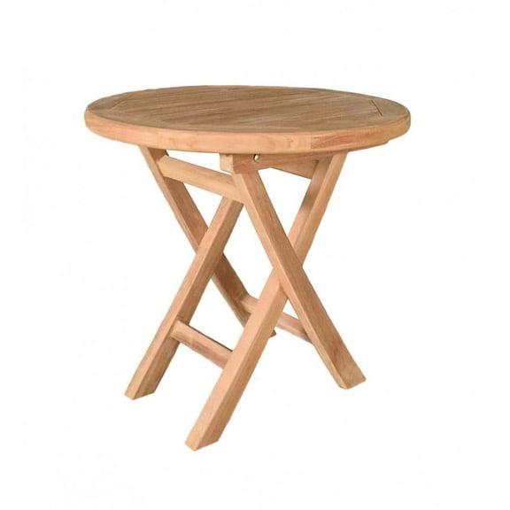 Plow & Hearth Small Round Teak Folding Side Table