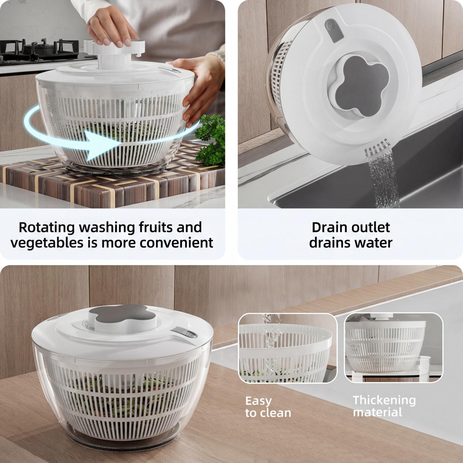 AMBLER 4.4-Quart Salad Spinner, Gray photo 4
