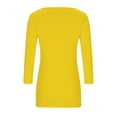 thumbnail image 4 of Drses Women Square Neck 3/4 Three Quarter Sleeve Top, Cute Basic T Shirt Tunic Blouse, Dressy Casual Holiday Workout Summer Daily Shirts for Ladies, 4 of 7