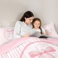 thumbnail image 4 of Manfei Geometric Stripes Letter Monogrammed A Bedding Comforter Set 7 Pieces for Kids Girls,Teens Female Kawaii Bow Tie Flowers Full Bedding Set,Pink Reversible,Super Cozy Room Decor, 4 of 7