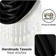 thumbnail image 4 of VOGOL Extra Wide Sheer Curtains Valance, 79 inches Wide European Style Breathable Silky Waterfall Valances for Bedroom Bathroom Nursery, Rod Pocket Swag Valance with Tassels, 1 Panel, Black, 4 of 7