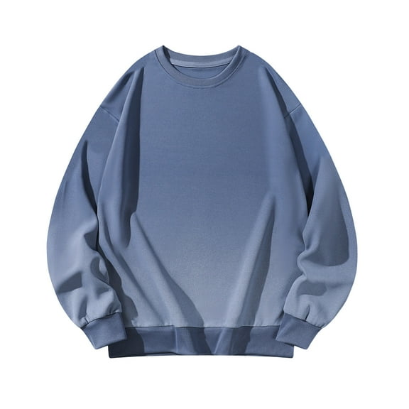 Lorytime Oversized Crew Neck Sweatshirt Men Color Block Shirt Long Sleeve Drop Shoulder Pullover Loungewear Blue XL