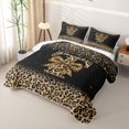 thumbnail image 3 of Homewish Chic Cheetah Print Quilt Full, Personalized Initial T Full Bedspread Sets, Black Brown, 3 of 7