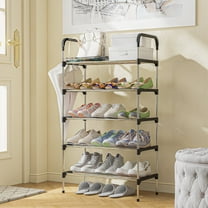 Bemico 5 Tier Shoe Rack, Stackable Metal Shoes Organizer Storage 18 Pairs Shoe Shelf for Hallway Closet Door Entryway
