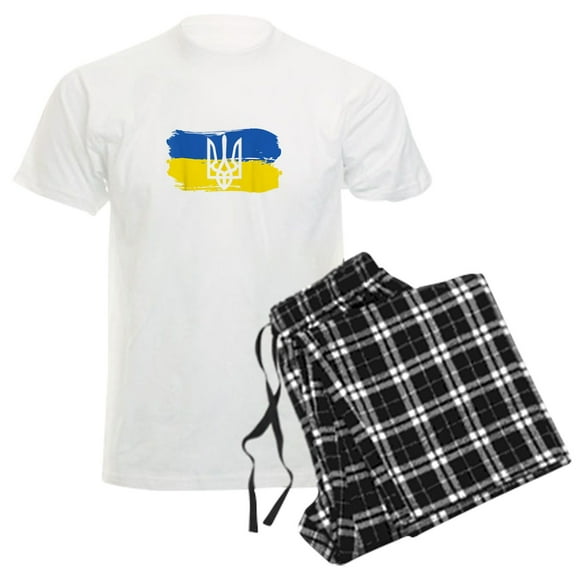 CafePress - I Stand With Ukraine Flag Emblem Map Patri Pajamas - Men's Light Loose Fit Cotton Pajama Set
