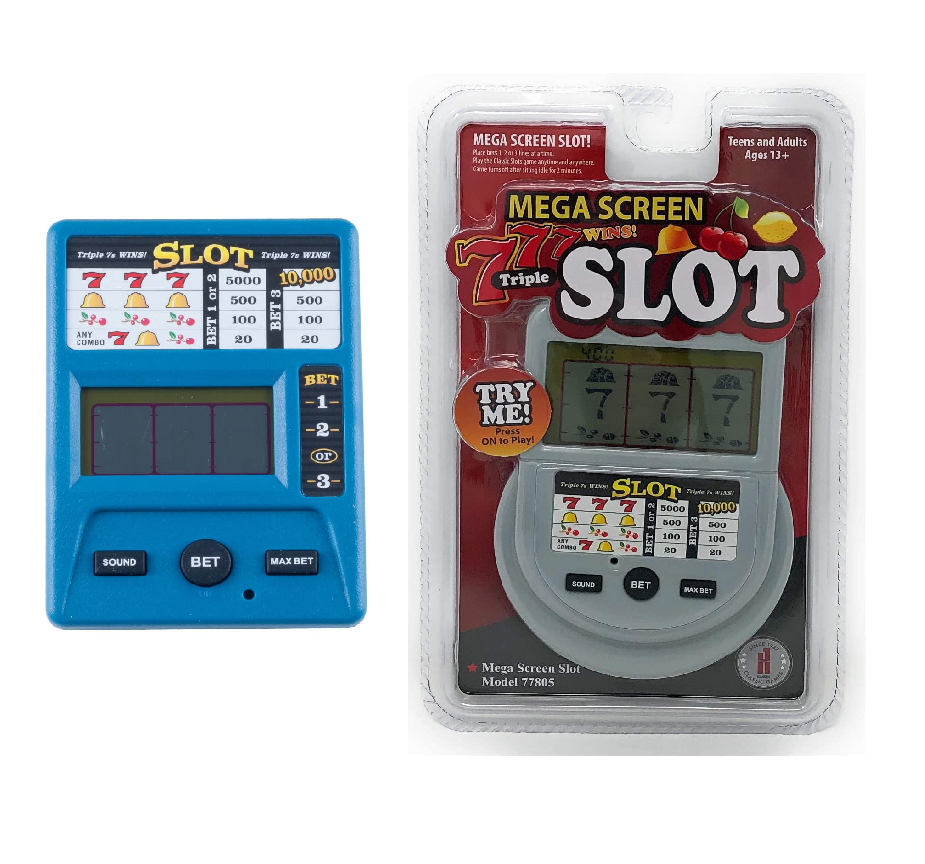 TMG Las Vegas Style Electronic Handheld Slot Machine Game Includes Bonus Deck of Cards! 