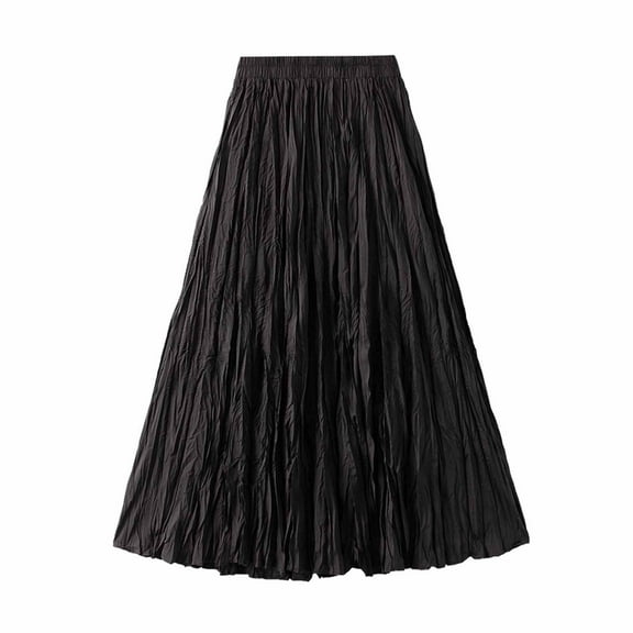 Maoxin Women's Skirts Women's Fashion Classic High Waist Flowing Skirt Elastic Waist Skirt ,Black,Free Size