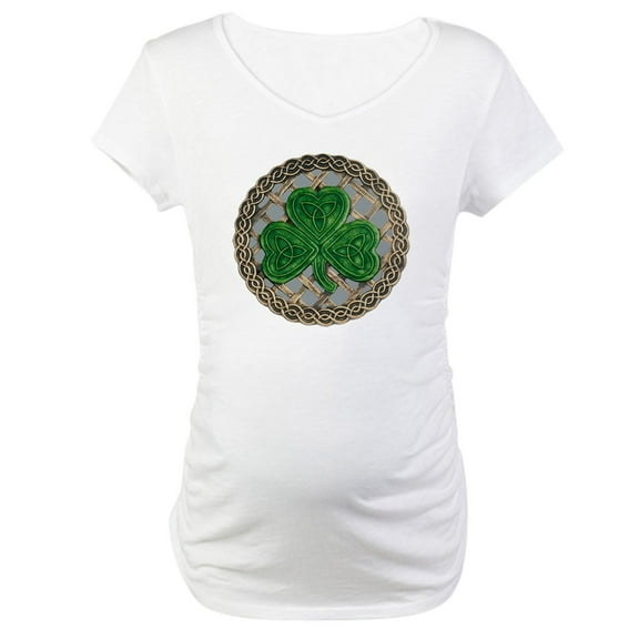 CafePress - Shamrock And Celtic Knots Maternity T Shirt - Cotton Maternity T-shirt, Cute & Funny Pregnancy Tee