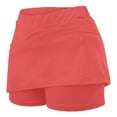 thumbnail image 3 of Blmnix Comfy Shorts for Women Trendy Red High Skort Solid Plus Size Polyester Running Stretchy Girls Pants, 3 of 5