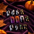 thumbnail image 6 of 24Pcs Halloween Press on Nails, Short Square Fake Nails Pumpkin Nails Press Ons Ghost False Nails Candy Glue on Nail Orange Stick on Nail for Women Decorations Set, 6 of 8