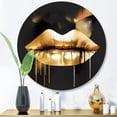 thumbnail image 2 of Designart "Luxurious Golden Lips II" Fashion Metal Round Wall Art Prints, 2 of 5