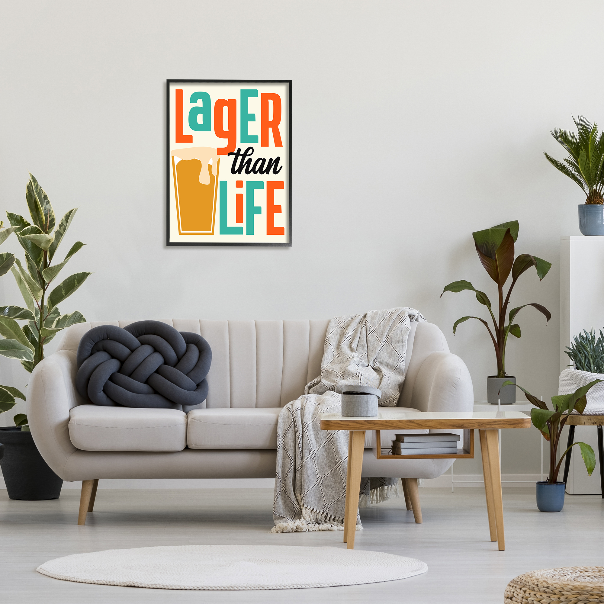 Stupell Industries Vintage Lager Than Life Food & Beverage Painting Black Framed Art Print Wall Art, 24 x 30