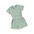 thumbnail image 2 of Musuos Toddler Boys Summer Casual Outfits 6 12 18 24M 3Y Solid Color Short Sleeve T-Shirt and Elastic Shorts 2 Piece Set, 2 of 10