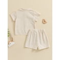 thumbnail image 3 of KelaJuan Toddler Boy Summer 2Pcs Outfit Stripe Print Short Sleeve Button Down Shirt with Elastic Waist Shorts, 3 of 6